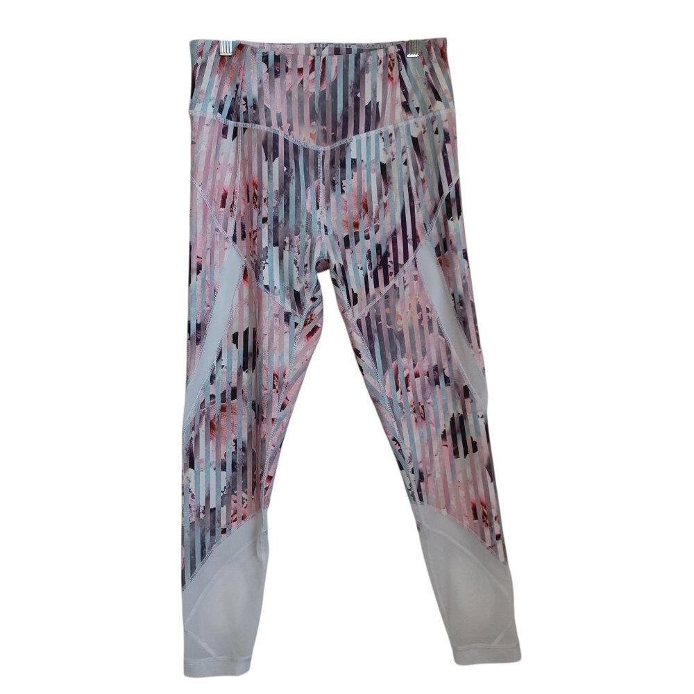 CALIA Essential Leggings Floral‎ Luster Striped Mesh Womens Medium